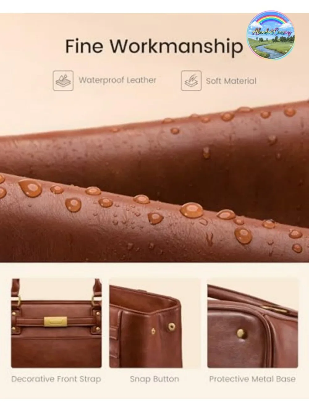 17.3 inch Waterproof Faux Leather Laptop Tote Bag for Women Work Business Office